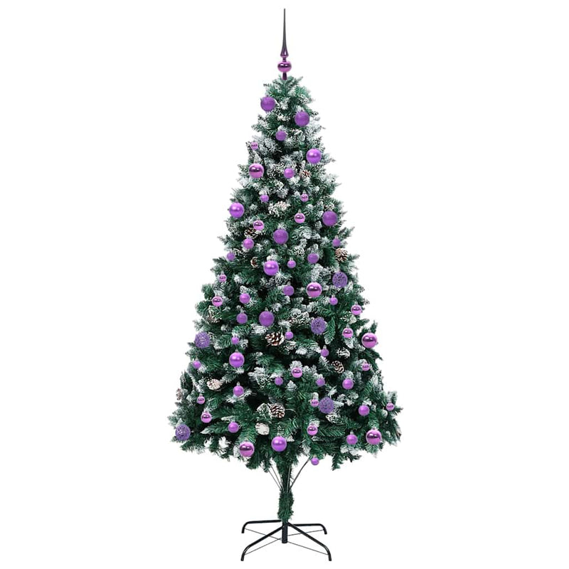 vidaXL Mű karácsonyfa 300 LED-del Zöld 210 cm PVC és Acél és Műanyag