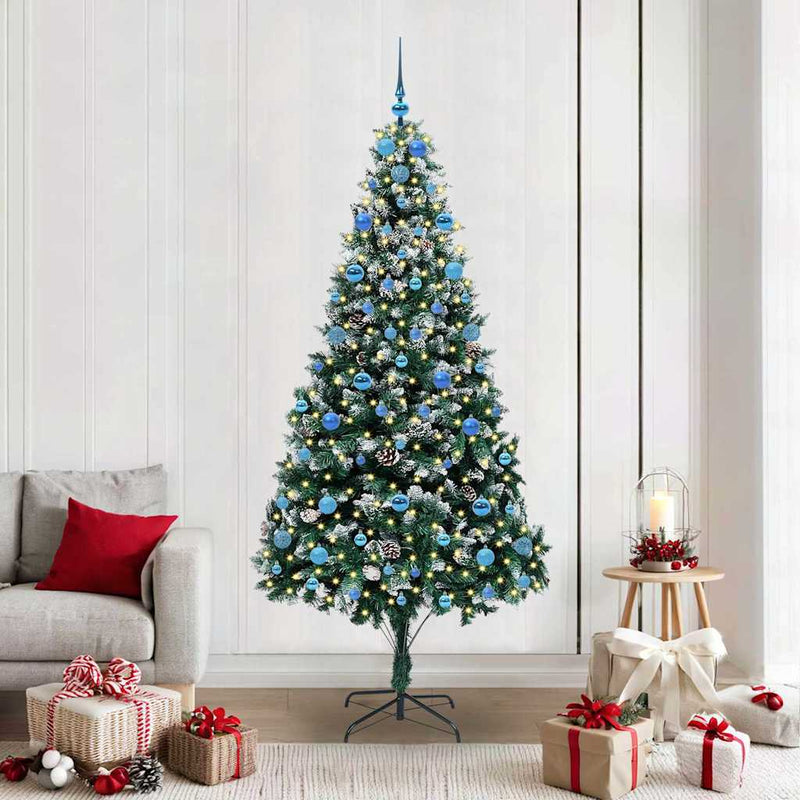 vidaXL Mű karácsonyfa 300 LED-del Zöld 210 cm PVC és Acél és Műanyag