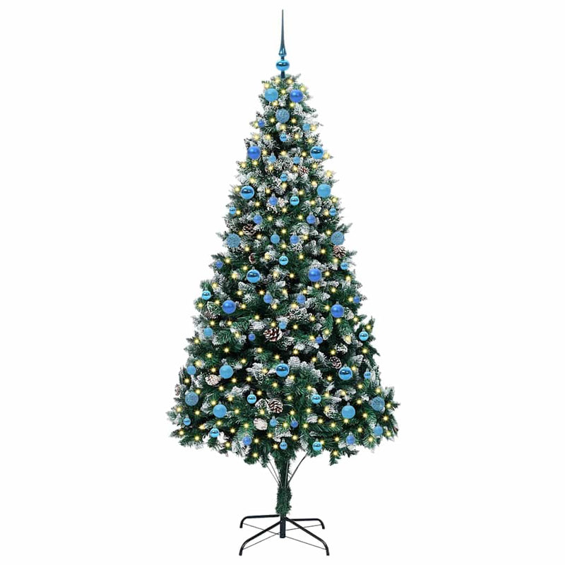 vidaXL Mű karácsonyfa 300 LED-del Zöld 210 cm PVC és Acél és Műanyag