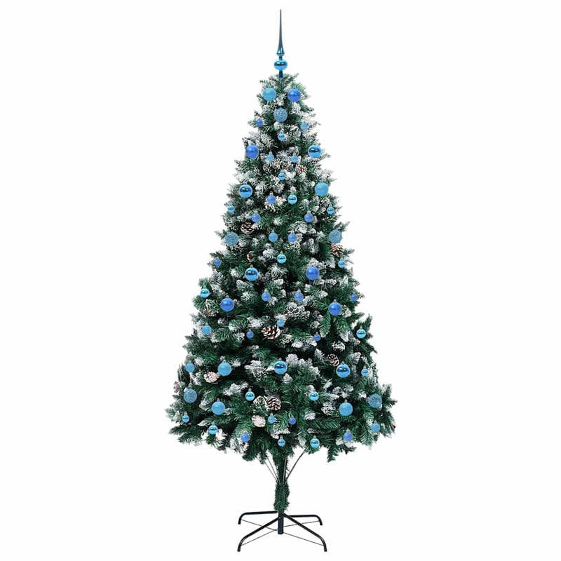 vidaXL Mű karácsonyfa 300 LED-del Zöld 210 cm PVC és Acél és Műanyag