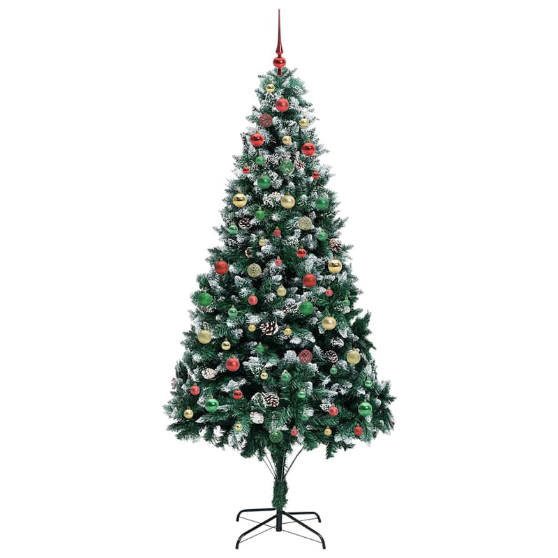 vidaXL Mű karácsonyfa 300 LED-del Zöld 210 cm PVC és Acél és Műanyag