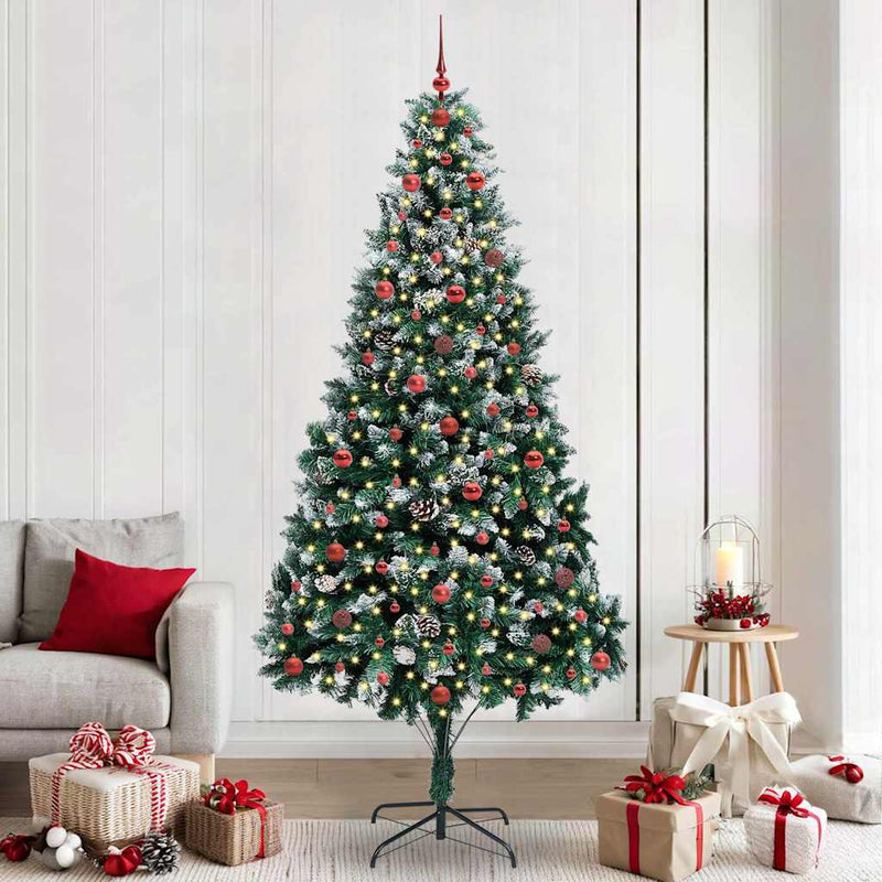 vidaXL Mű karácsonyfa 300 LED-del Zöld 240 cm PVC és Acél és Műanyag