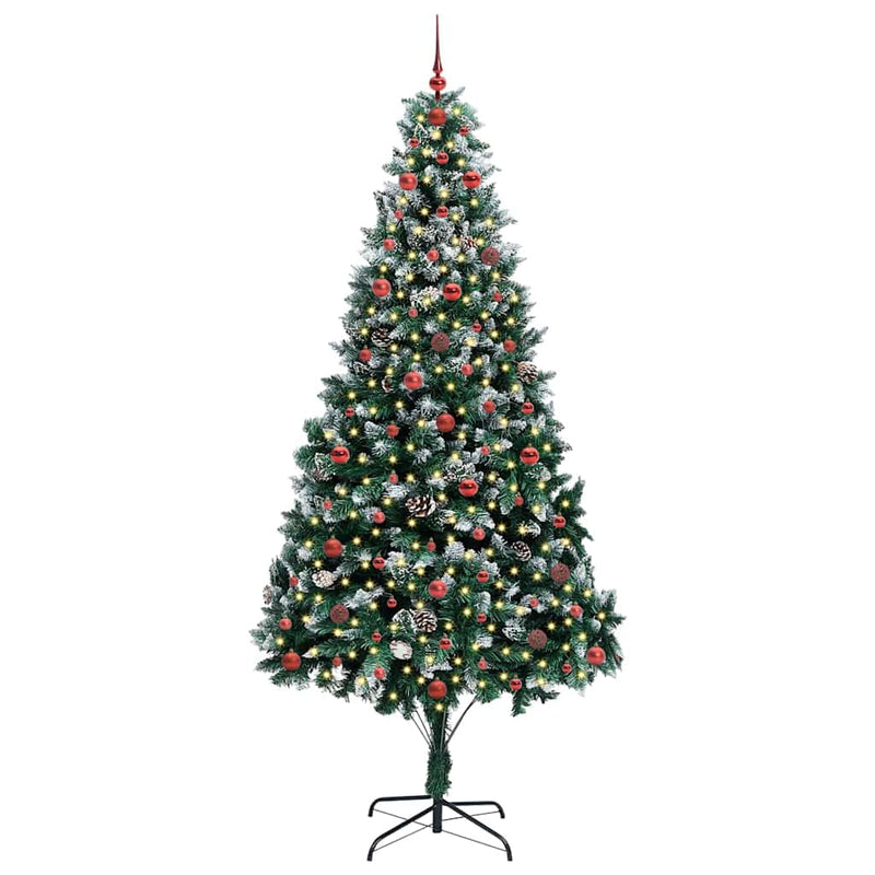 vidaXL Mű karácsonyfa 300 LED-del Zöld 240 cm PVC és Acél és Műanyag
