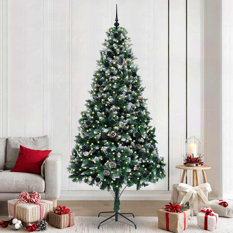 vidaXL Mű karácsonyfa 300 LED-del Zöld 240 cm PVC és Acél és Műanyag