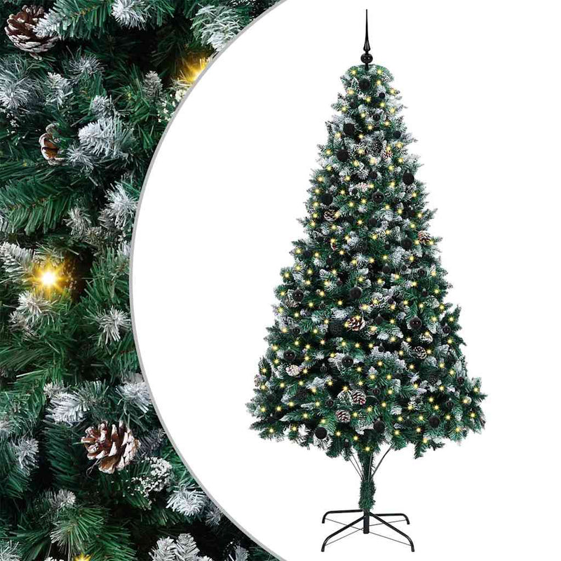 vidaXL Mű karácsonyfa 300 LED-del Zöld 240 cm PVC és Acél és Műanyag