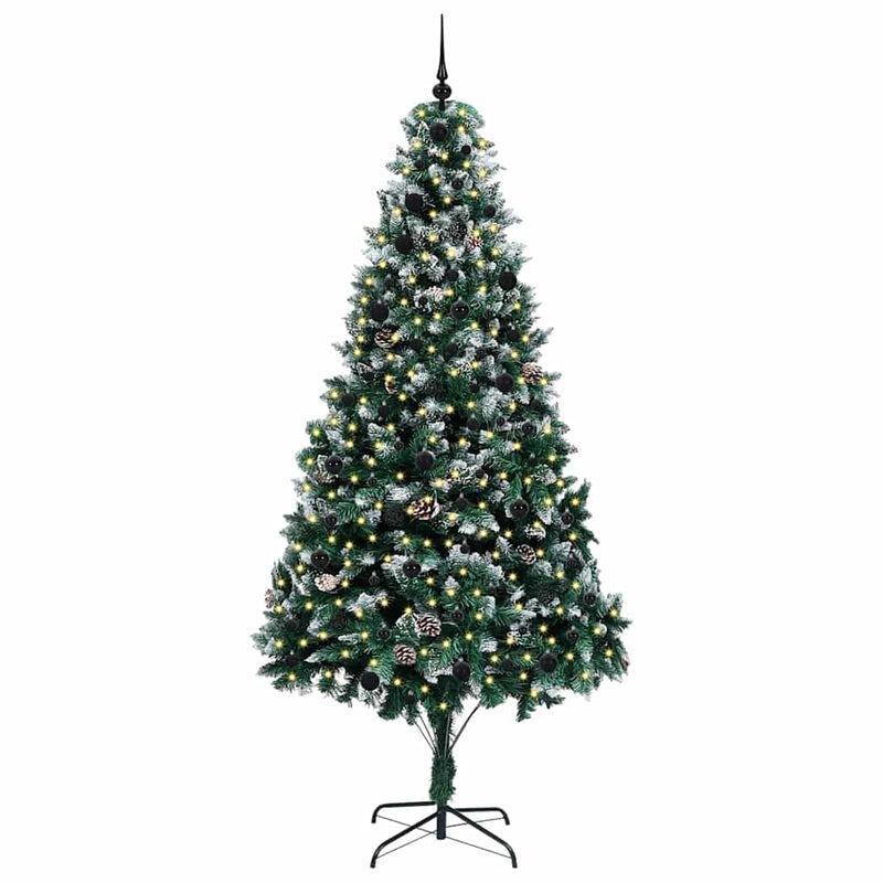 vidaXL Mű karácsonyfa 300 LED-del Zöld 240 cm PVC és Acél és Műanyag