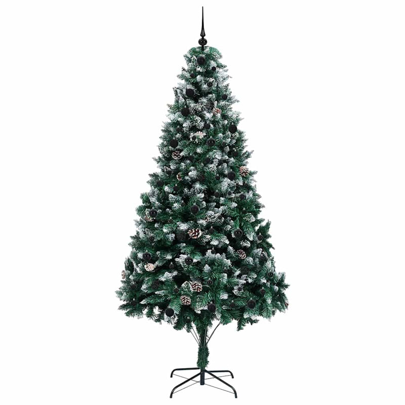 vidaXL Mű karácsonyfa 300 LED-del Zöld 240 cm PVC és Acél és Műanyag