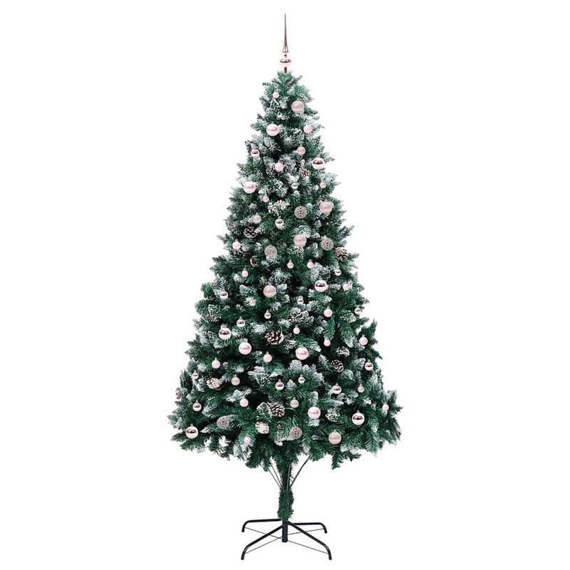 vidaXL Mű karácsonyfa 300 LED-del Zöld 240 cm PVC és Acél és Műanyag