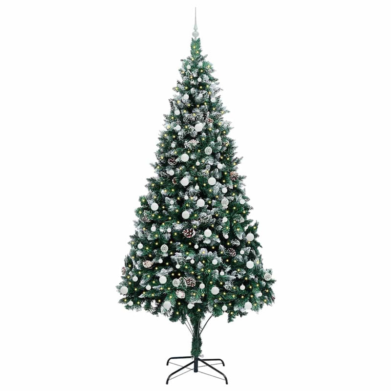 vidaXL Mű karácsonyfa 300 LED-del Zöld 240 cm PVC és Acél és Műanyag