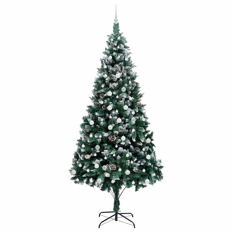 vidaXL Mű karácsonyfa 300 LED-del Zöld 240 cm PVC és Acél és Műanyag