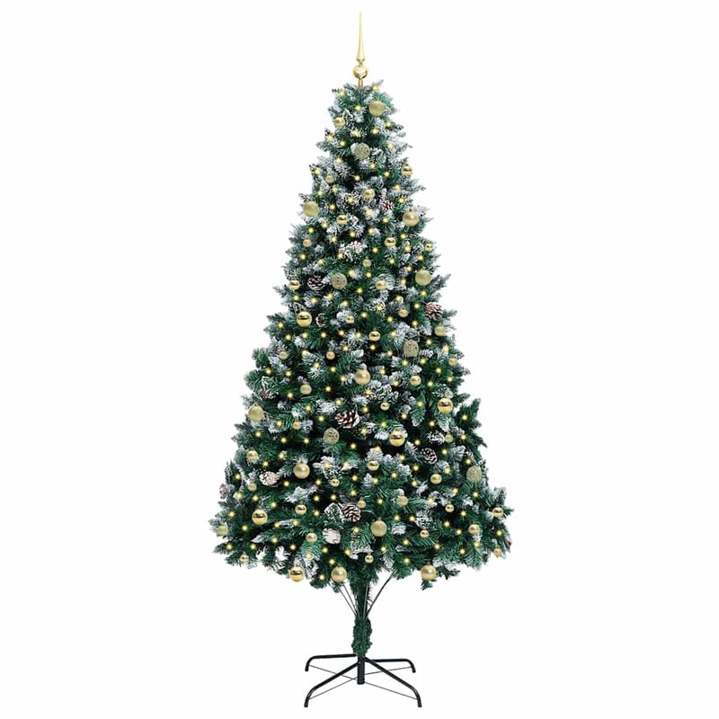 vidaXL Mű karácsonyfa 300 LED-del Zöld 240 cm PVC és Acél és Műanyag