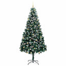 vidaXL Mű karácsonyfa 300 LED-del Zöld 240 cm PVC és Acél és Műanyag