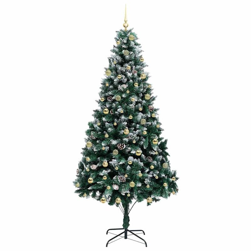 vidaXL Mű karácsonyfa 300 LED-del Zöld 240 cm PVC és Acél és Műanyag