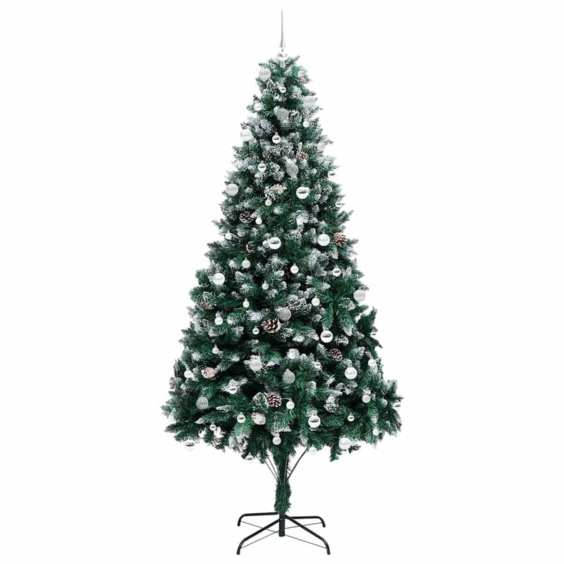 vidaXL Mű karácsonyfa 300 LED-del Zöld 240 cm PVC és Acél és Műanyag