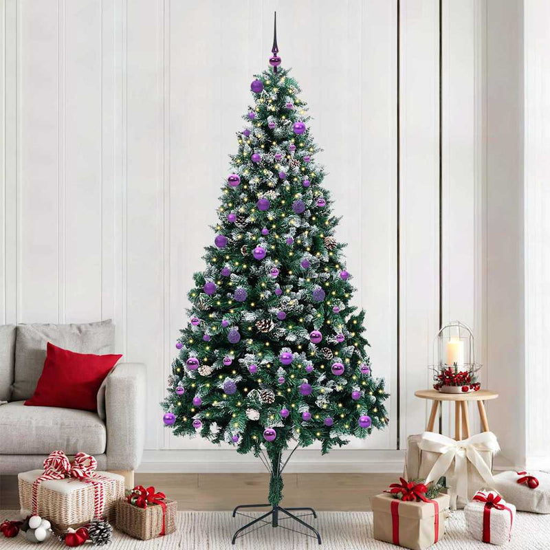 vidaXL Mű karácsonyfa 300 LED-del Zöld 240 cm PVC és Acél és Műanyag