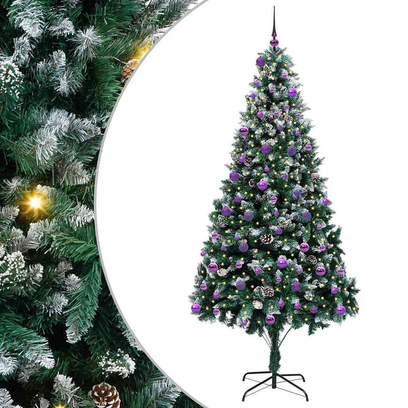 vidaXL Mű karácsonyfa 300 LED-del Zöld 240 cm PVC és Acél és Műanyag