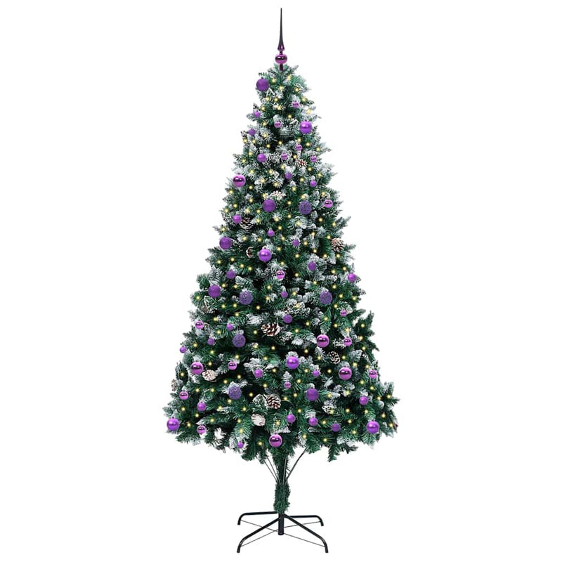 vidaXL Mű karácsonyfa 300 LED-del Zöld 240 cm PVC és Acél és Műanyag