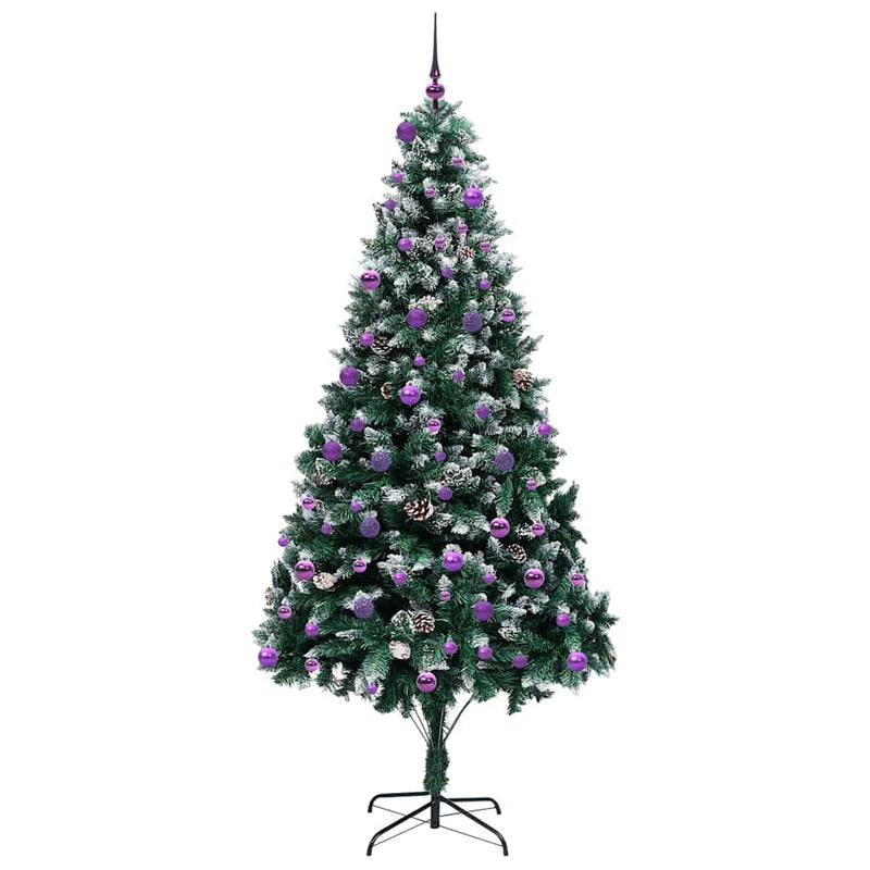 vidaXL Mű karácsonyfa 300 LED-del Zöld 240 cm PVC és Acél és Műanyag