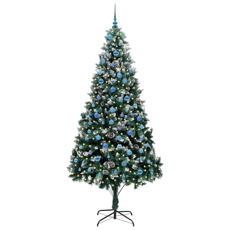 vidaXL Mű karácsonyfa 300 LED-del Zöld 240 cm PVC és Acél és Műanyag