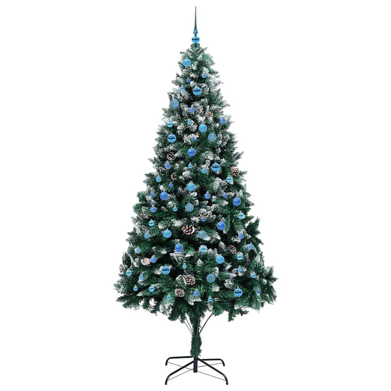 vidaXL Mű karácsonyfa 300 LED-del Zöld 240 cm PVC és Acél és Műanyag