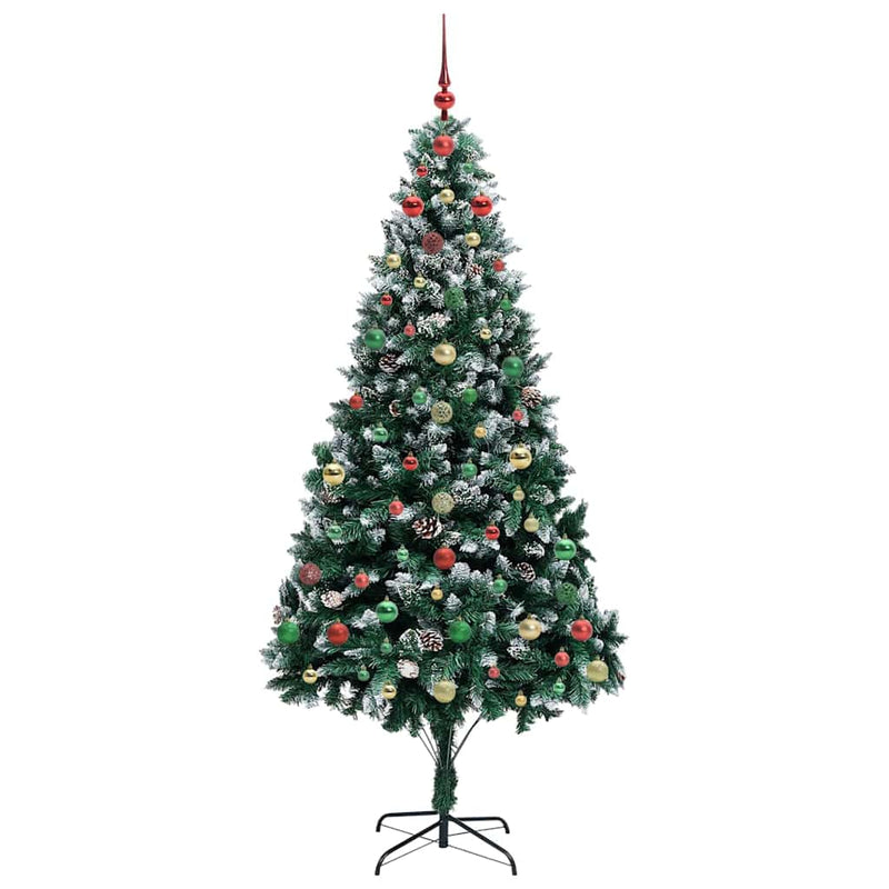 vidaXL Mű karácsonyfa 300 LED-del Zöld 240 cm PVC és Acél és Műanyag