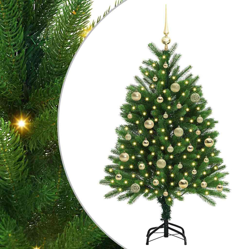 vidaXL Karácsonyfa 150 LED-del állvánnyal Zöld 120 cm PE