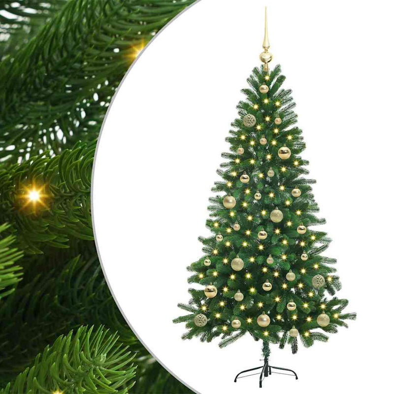 vidaXL Karácsonyfa 150 LED-del állvánnyal Zöld 150 cm PE
