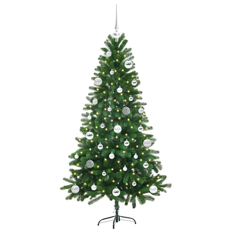 vidaXL Karácsonyfa 150 LED-del állvánnyal Zöld 150 cm PE
