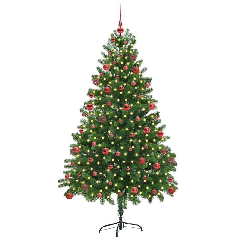 vidaXL Karácsonyfa 300 LED-del állvánnyal Zöld 180 cm PE