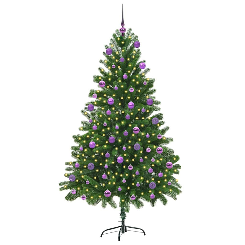 vidaXL Karácsonyfa 300 LED-del állvánnyal Zöld 180 cm PE