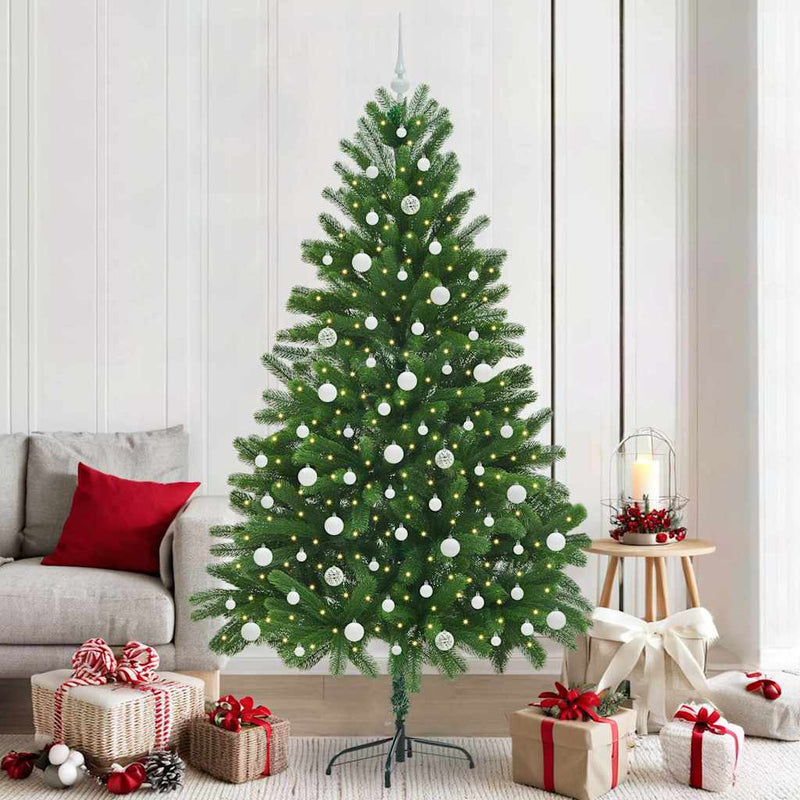 vidaXL Karácsonyfa 300 LED-del állvánnyal Zöld 210 cm PE