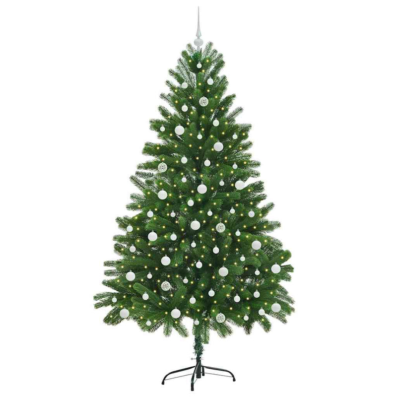 vidaXL Karácsonyfa 300 LED-del állvánnyal Zöld 210 cm PE