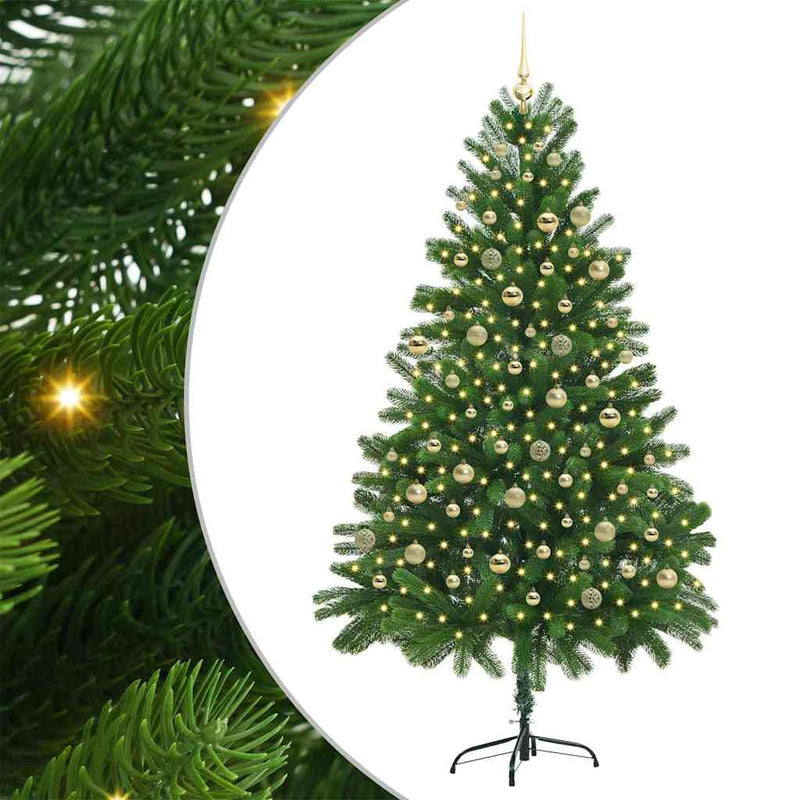 vidaXL Karácsonyfa 300 LED-del állvánnyal Zöld 210 cm PE