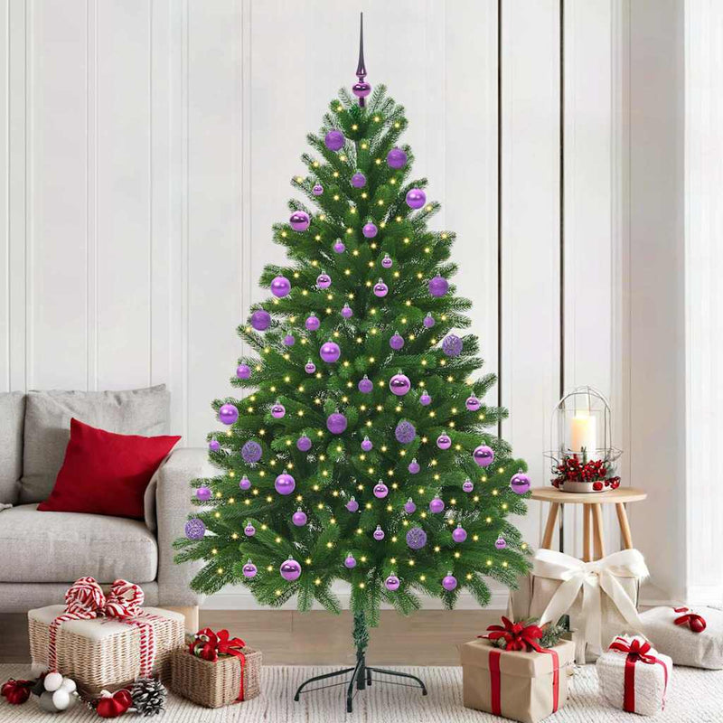 vidaXL Karácsonyfa 300 LED-del állvánnyal Zöld 210 cm PE