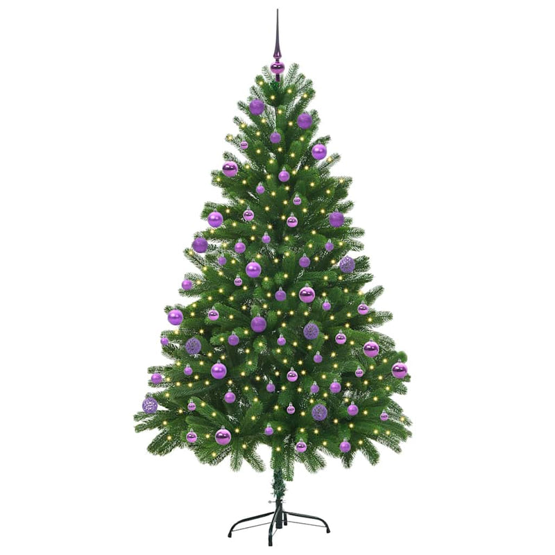 vidaXL Karácsonyfa 300 LED-del állvánnyal Zöld 210 cm PE