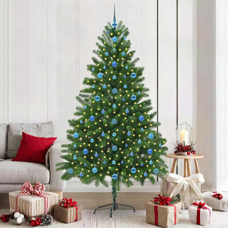 vidaXL Karácsonyfa 300 LED-del állvánnyal Zöld 210 cm PE