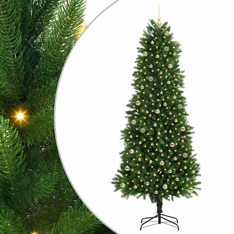 vidaXL Karácsonyfa 300 LED-del állvánnyal Zöld 240 cm PE