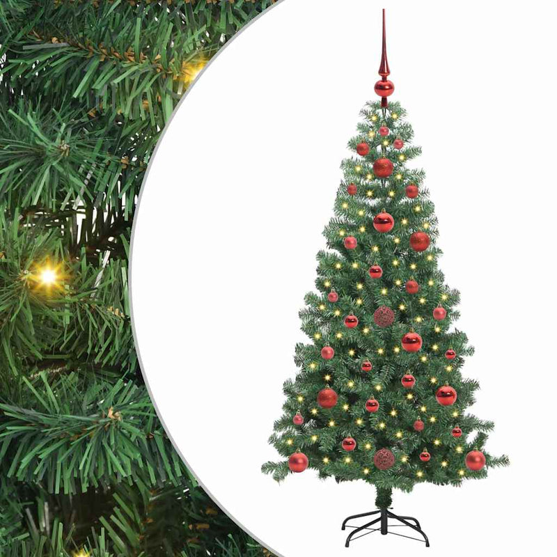 vidaXL Karácsonyfa 150 LED-del állvánnyal Zöld 120 cm PVC