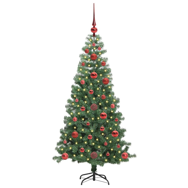 vidaXL Karácsonyfa 150 LED-del állvánnyal Zöld 120 cm PVC