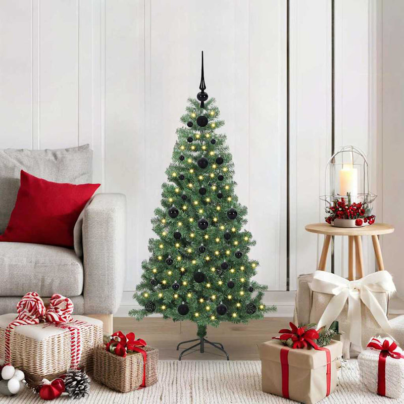 vidaXL Karácsonyfa 150 LED-del állvánnyal Zöld 120 cm PVC