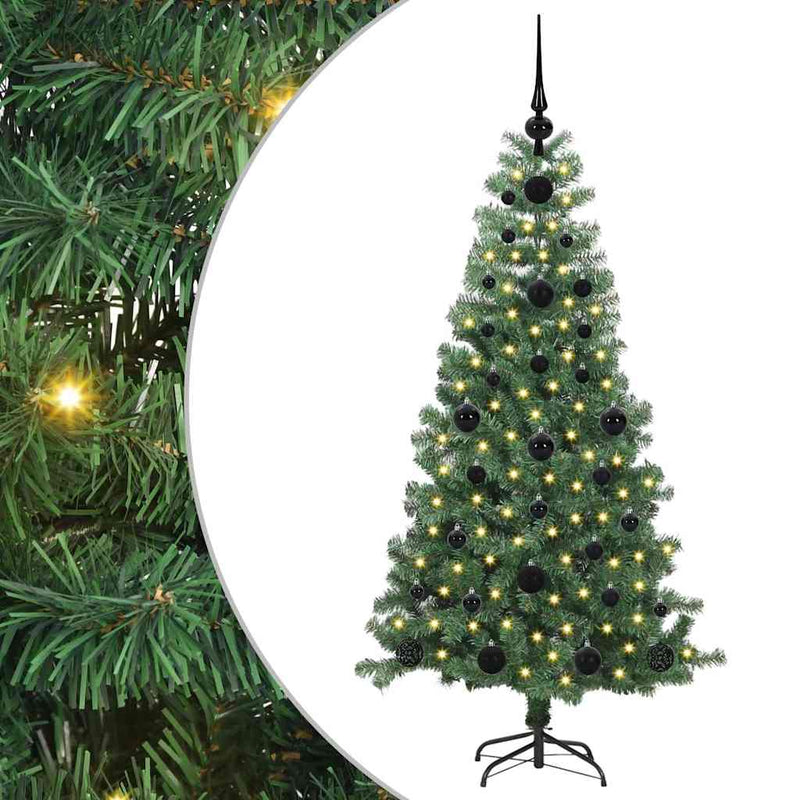 vidaXL Karácsonyfa 150 LED-del állvánnyal Zöld 120 cm PVC