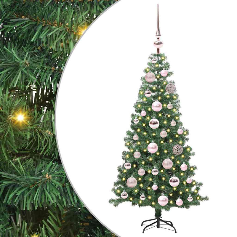vidaXL Karácsonyfa 150 LED-del állvánnyal Zöld 120 cm PVC