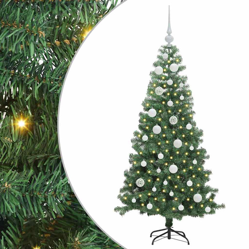 vidaXL Karácsonyfa 150 LED-del állvánnyal Zöld 120 cm PVC