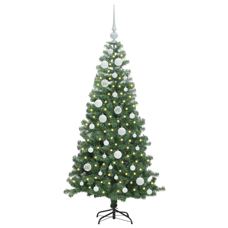 vidaXL Karácsonyfa 150 LED-del állvánnyal Zöld 120 cm PVC