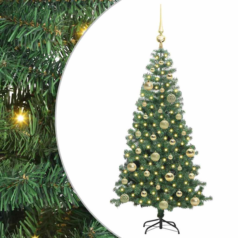 vidaXL Karácsonyfa 150 LED-del állvánnyal Zöld 120 cm PVC