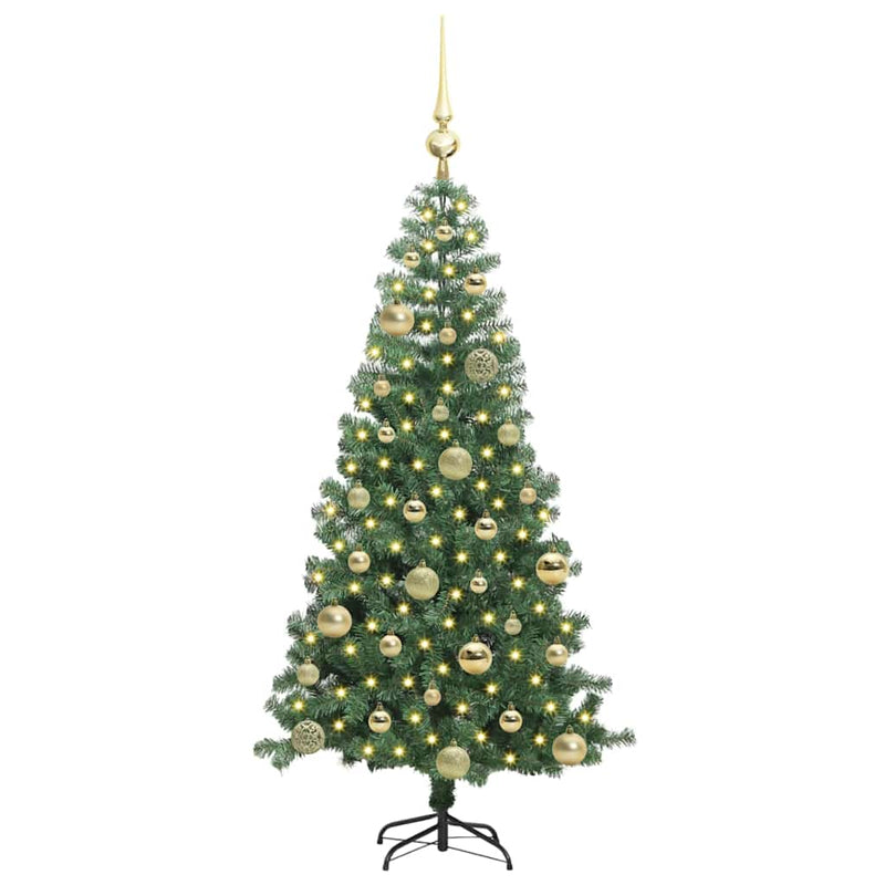 vidaXL Karácsonyfa 150 LED-del állvánnyal Zöld 120 cm PVC