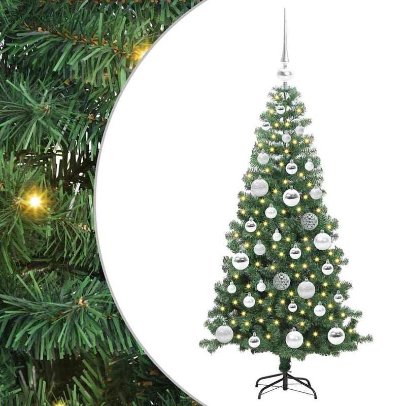 vidaXL Karácsonyfa 150 LED-del állvánnyal Zöld 120 cm PVC