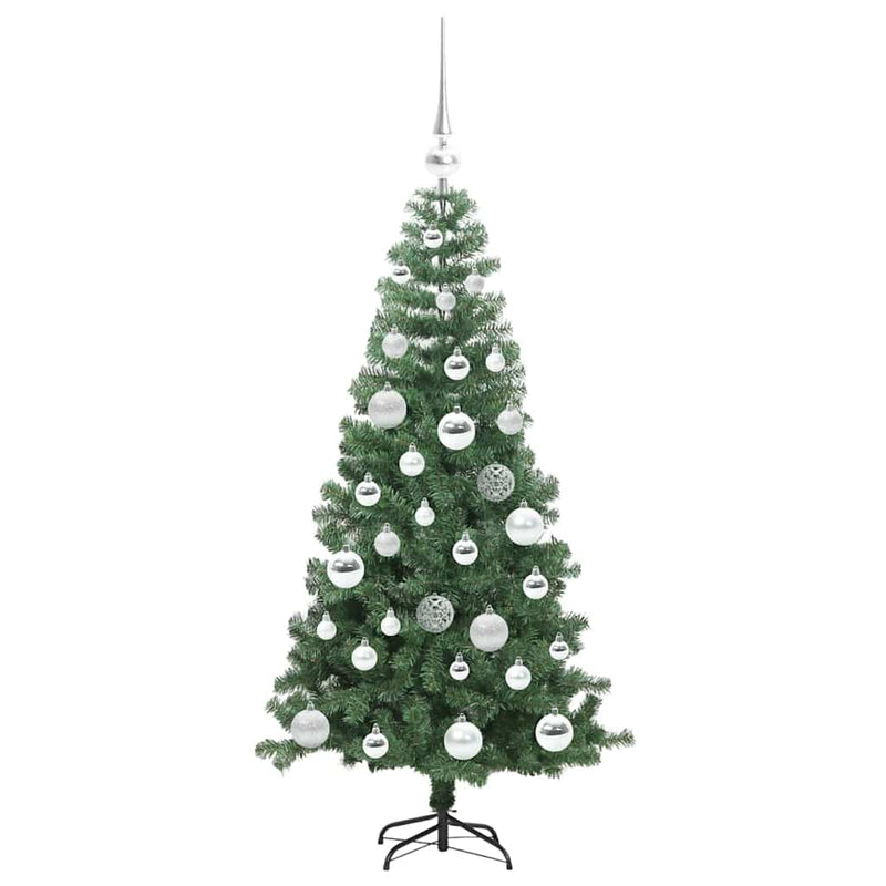 vidaXL Karácsonyfa 150 LED-del állvánnyal Zöld 120 cm PVC