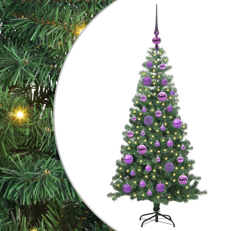 vidaXL Karácsonyfa 150 LED-del állvánnyal Zöld 120 cm PVC