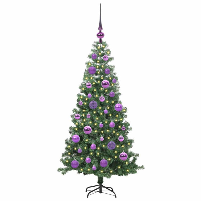 vidaXL Karácsonyfa 150 LED-del állvánnyal Zöld 120 cm PVC